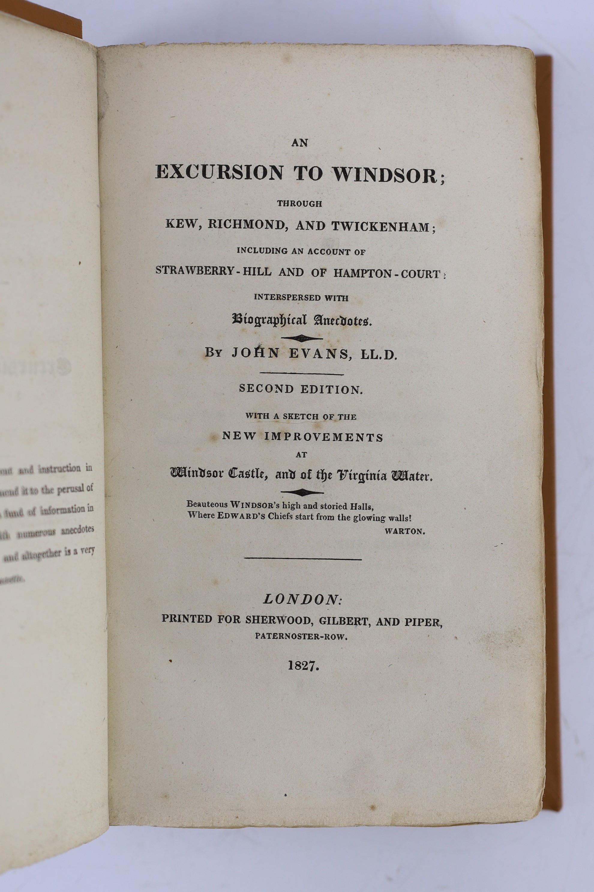 BERKS: Evans, John - An Excursion to Windsor, in July, 1810, through Battersea, Putney, Kew, Richmond..and Hampton Court... also a Sail down the River Medway... to the Nore, upon the opening of the Oyster Beds... To whic